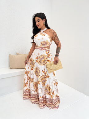 Vestido Maldivas Jardim Dourado